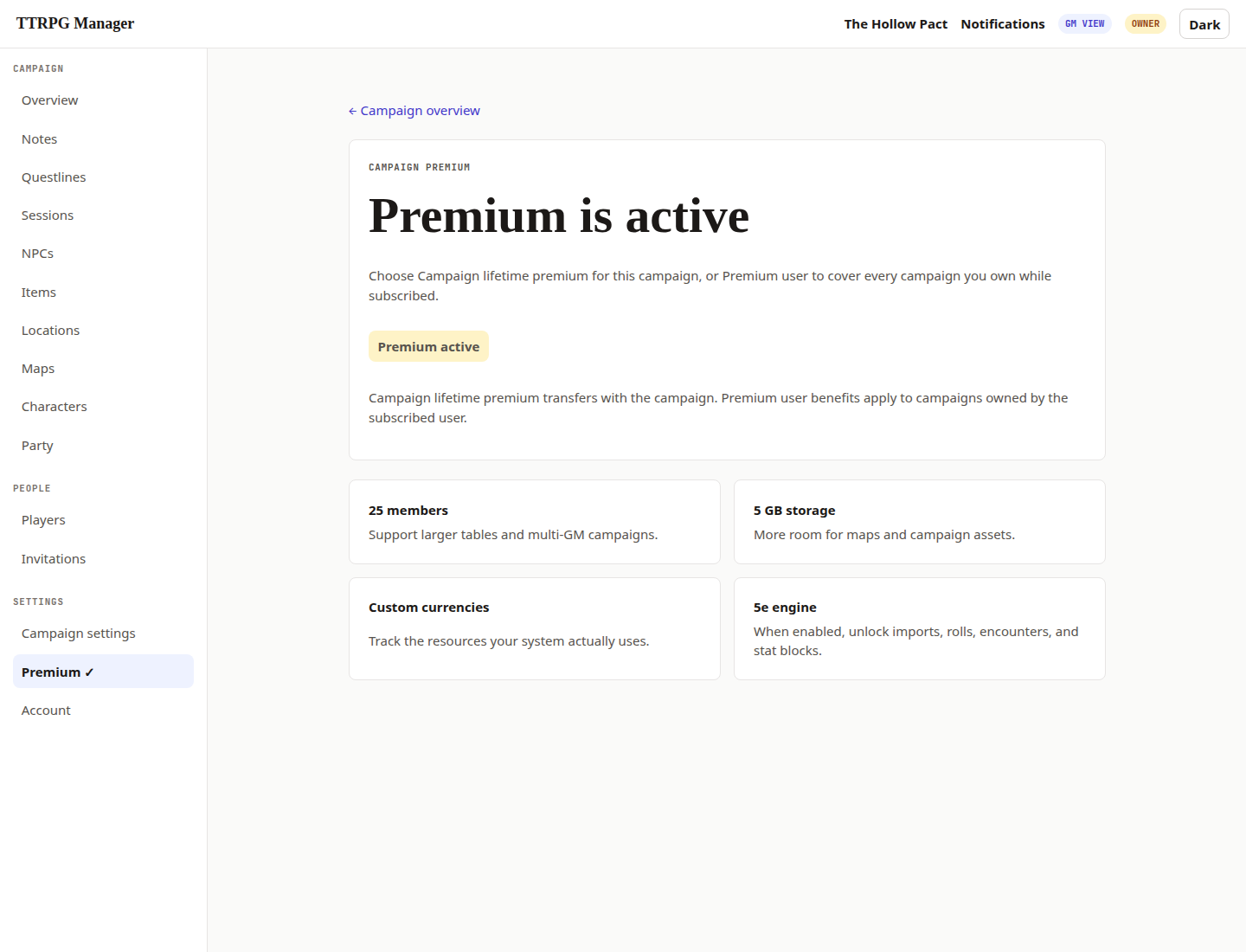 Premium campaign options with one-time and subscription paths
